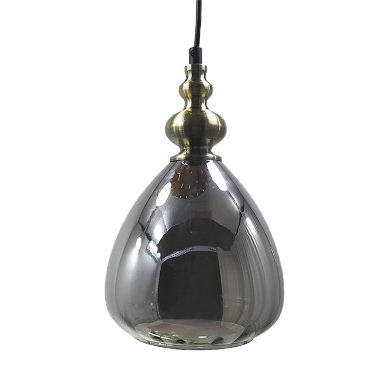 Modern Pyramid-Shaped Hanging Lamp: Single Bulb Pendant Light In Amber/Clear/Smoke Glass