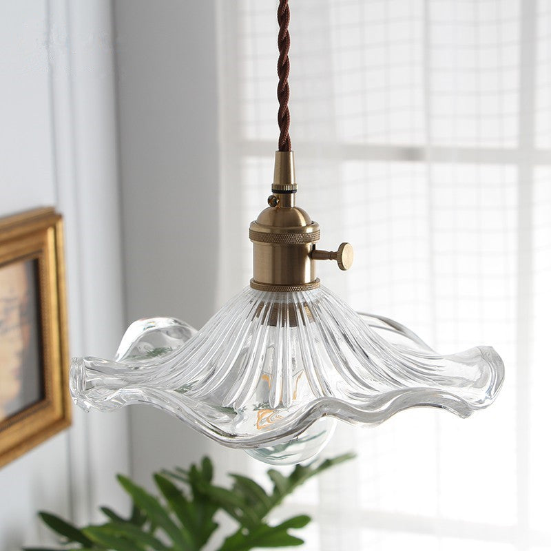Contemporary Lotus Leaf Glass Pendant Light - Stylish Hallway Foyer Hanging Lamp