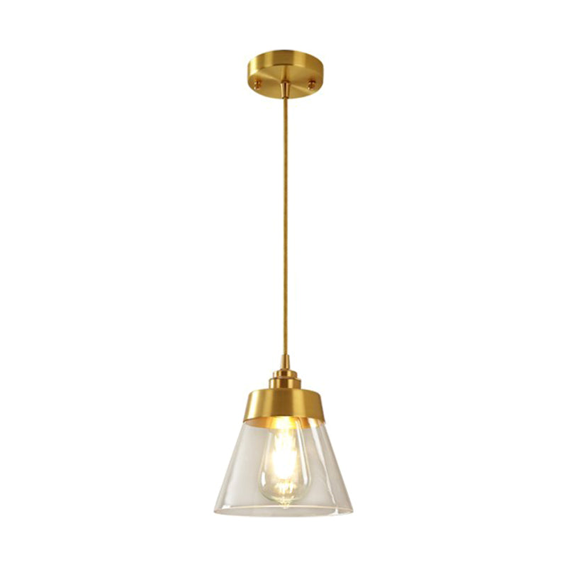 Trendy Trapezoid Glass Pendant Lamp for Cafe - Modern One-Light Shade Hanging Fixture