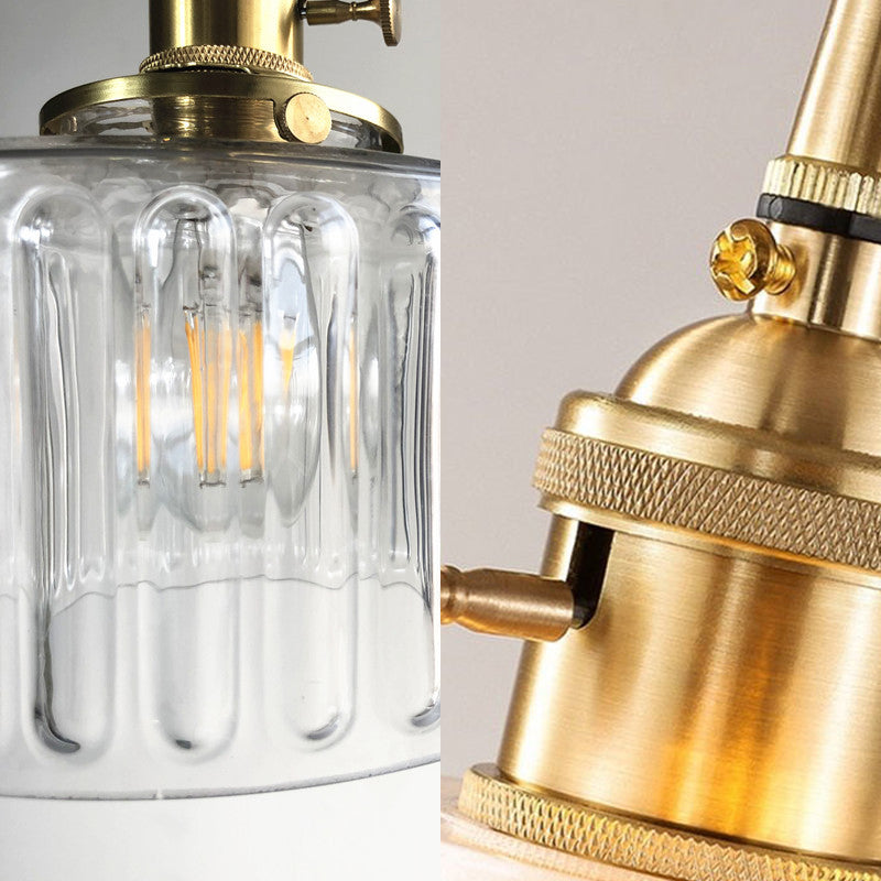 Modern Drum Pendant Light with Fluted Glass - Stylish Hanging Lamp for Gallery