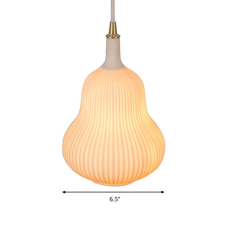 Gourd Shape Glass Pendant Light In White For Dining Room
