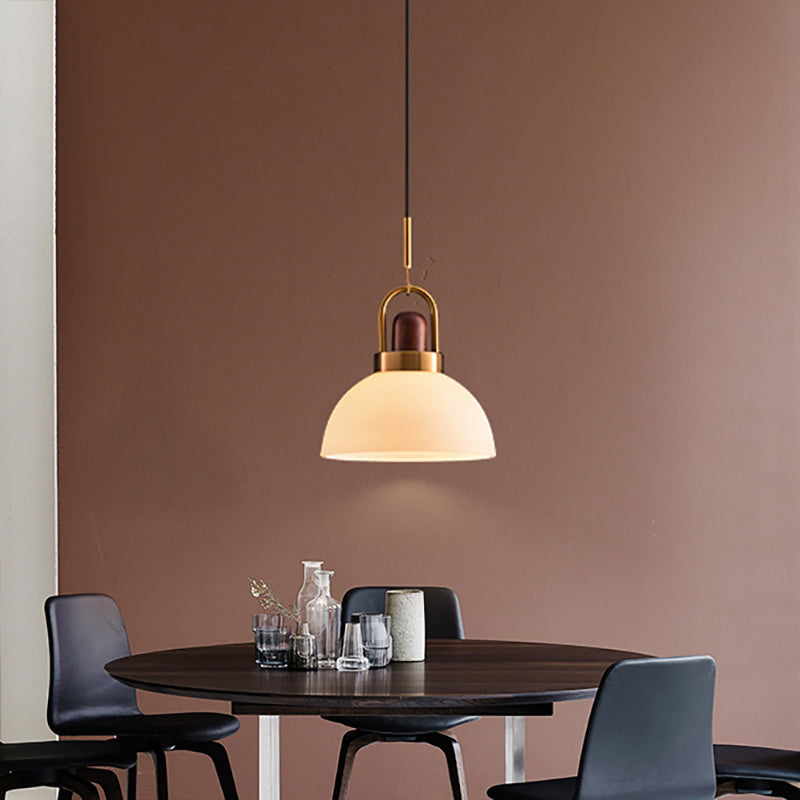 Simple Style Hotel Kitchen Pendant Light Frosted Glass White Hanging Lamp / 10