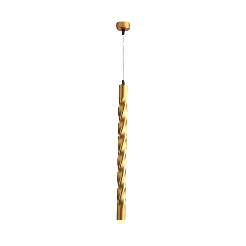 Contemporary Rope Shape Mini Pendant Lamp - Modern Metal Design with Gold Finish for Stair Kitchen