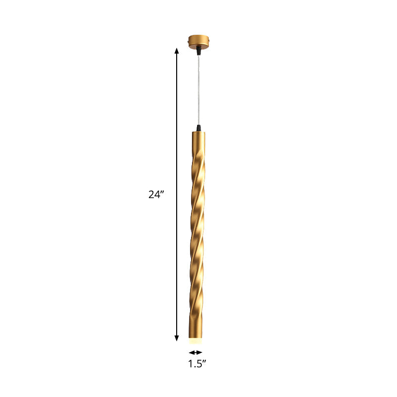 Contemporary Rope Shape Mini Pendant Lamp - Modern Metal Design with Gold Finish for Stair Kitchen