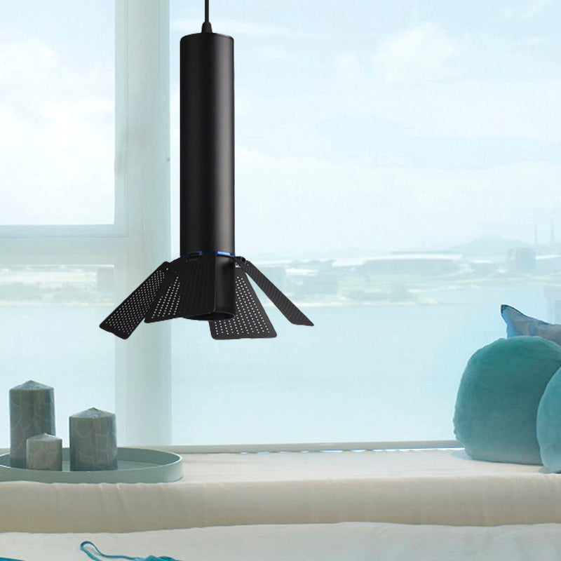 Mini Hanging Lamp With Macaron Style Tube Shade - 1 Light Pendant Lighting For Cloth Shop Metallic