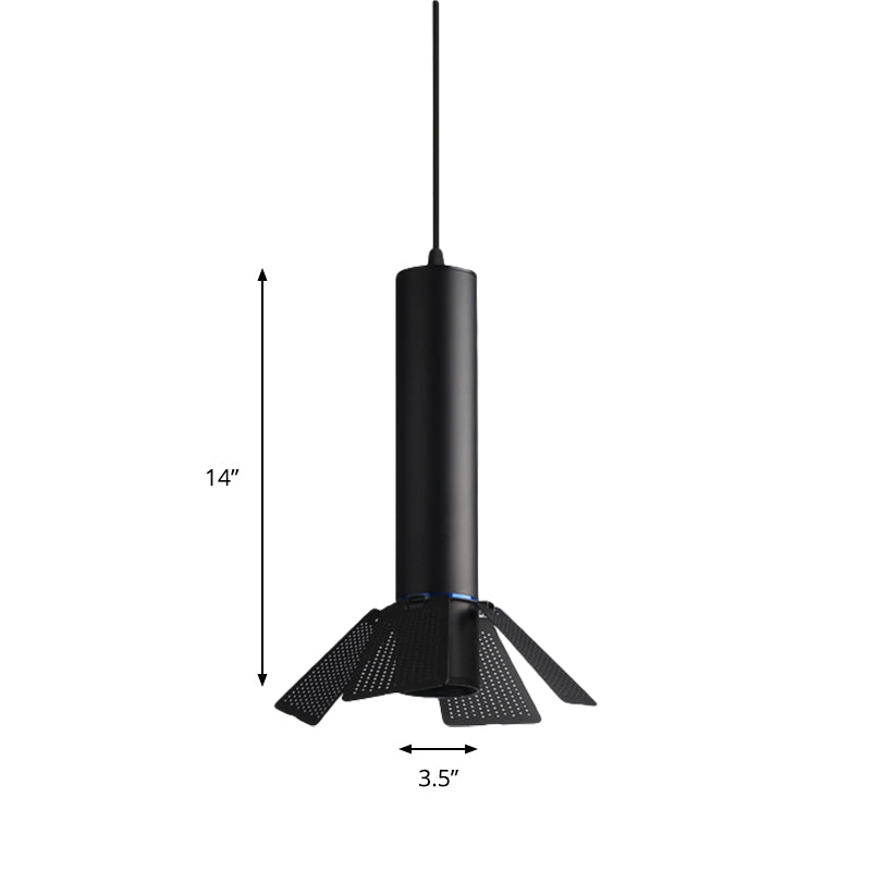 Mini Hanging Lamp With Macaron Style Tube Shade - 1 Light Pendant Lighting For Cloth Shop Metallic