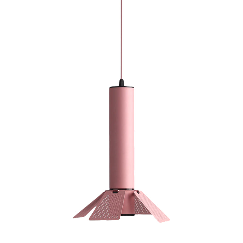 Mini Hanging Lamp With Macaron Style Tube Shade - 1 Light Pendant Lighting For Cloth Shop Metallic