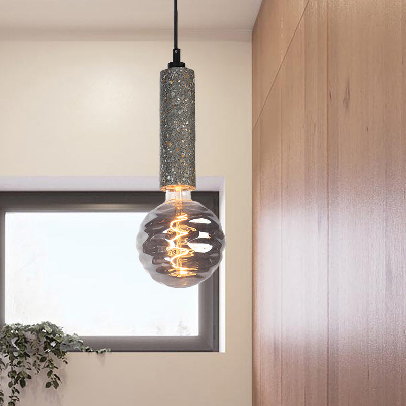 Modern Orb Pendant Light With Dimple Glass - 5 W Hanging Lamp For Cloth Shop Grey / White
