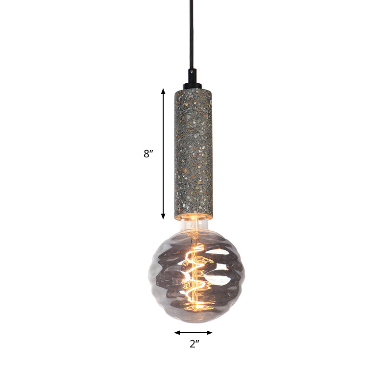 Modern Orb Pendant Light with Dimple Glass Shade, Grey/White Tube Deco - Ideal for Cloth Shop