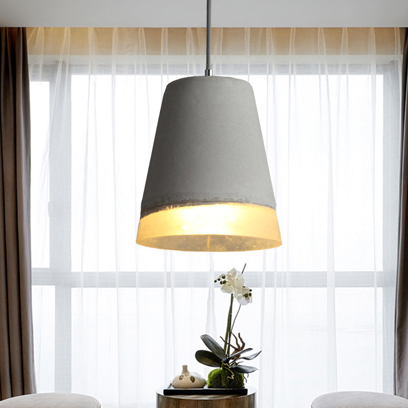 Gray Cement Empire Shade Pendant: Modern Hanging Lamp for Dining Room with 1 Light