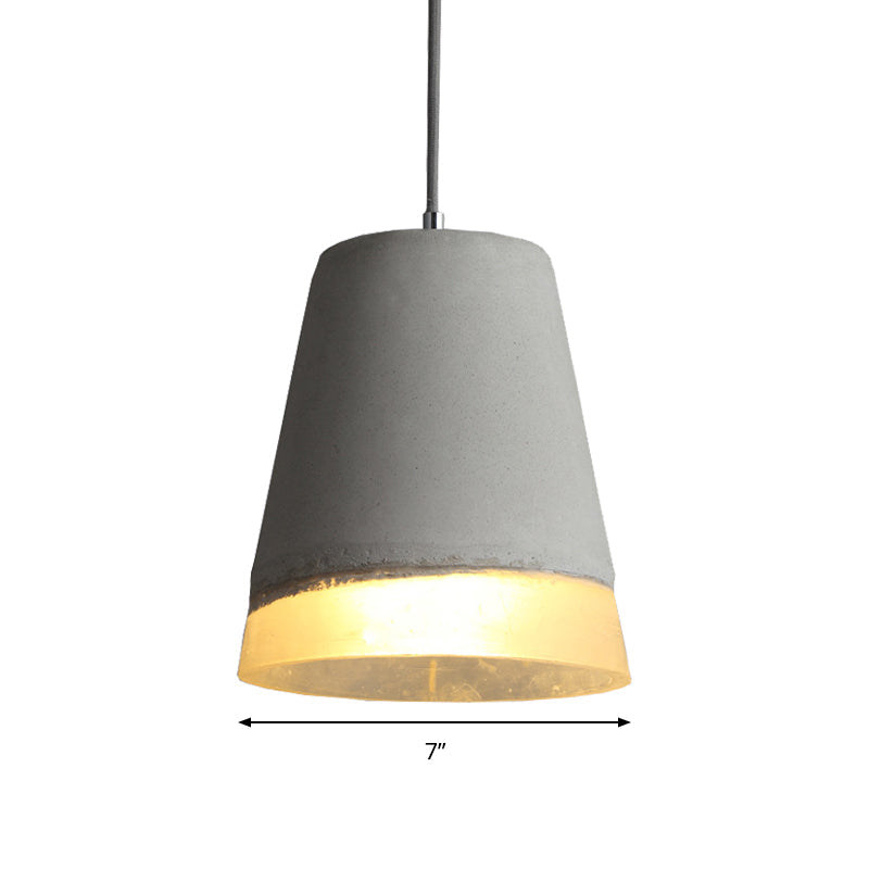 Gray Cement Empire Shade Pendant: Modern Hanging Lamp for Dining Room with 1 Light