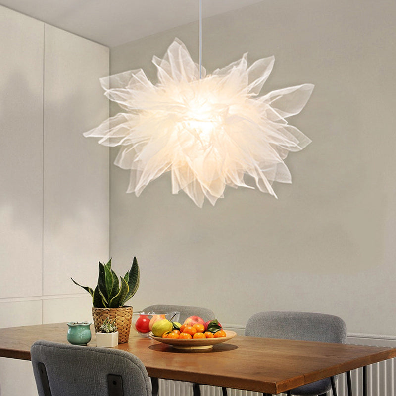 Modern Floral Pendant Light in White, Perfect for Bedroom Decor