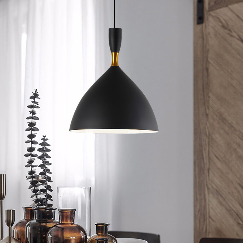 Lampe à suspension entonnoir contemporaine en aluminium - Convient pour une salle d'étude ou un café - 6,5/10 pouces de large, 1 lumière