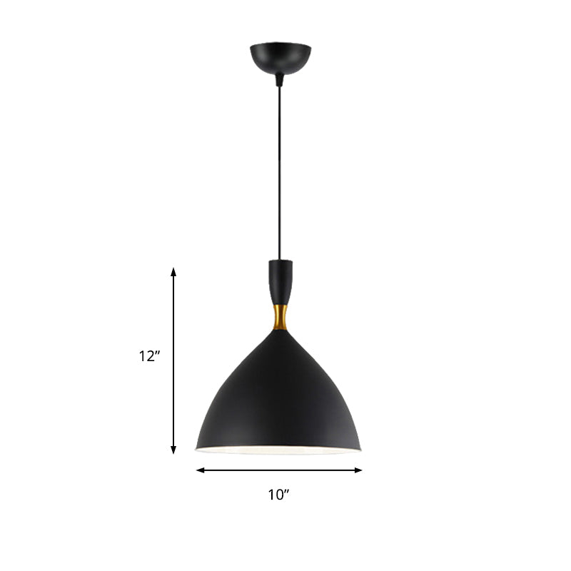 Lampe à suspension entonnoir contemporaine en aluminium - Convient pour une salle d'étude ou un café - 6,5/10 pouces de large, 1 lumière