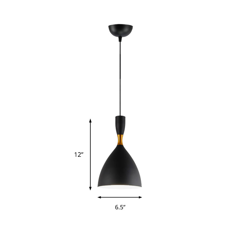 Lampe à suspension entonnoir contemporaine en aluminium - Convient pour une salle d'étude ou un café - 6,5/10 pouces de large, 1 lumière