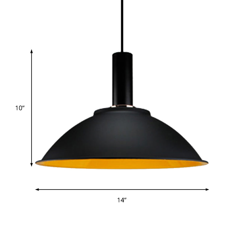 Contemporary Aluminum Hanging Light - Wide Bowl Pendant (11"/14") - Ideal for Gallery or Factory - 1 Bulb Design