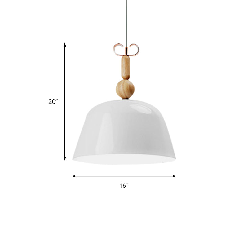 Suspension en forme de cloche de style nordique - 12"/16" de large | Lampe suspendue monochrome à une seule lumière en métal pour îlot de cuisine