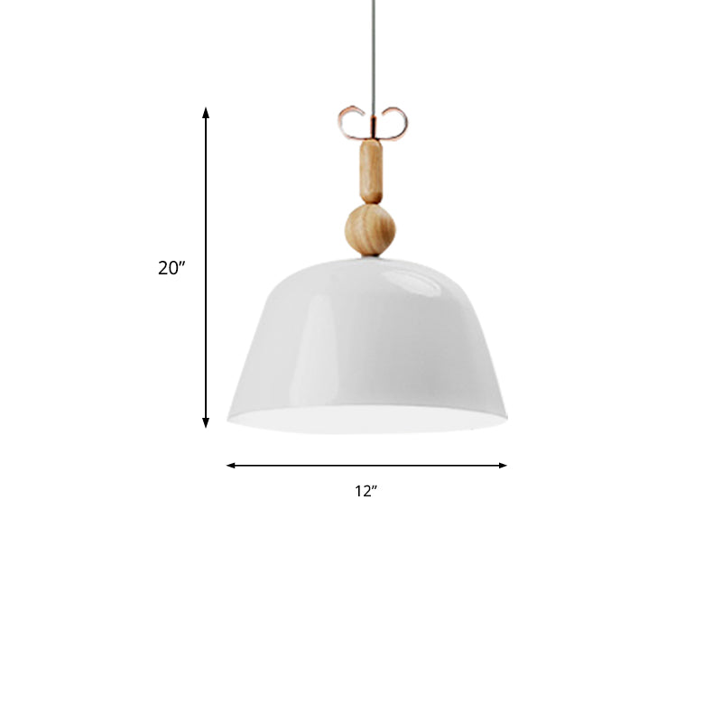 Suspension en forme de cloche de style nordique - 12"/16" de large | Lampe suspendue monochrome à une seule lumière en métal pour îlot de cuisine