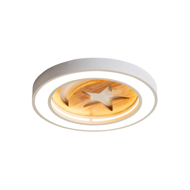 Kid's Acrylic Modern LED Ceiling Lamp – Slim Circle Design with Star Pattern – Ideal for Bedroom