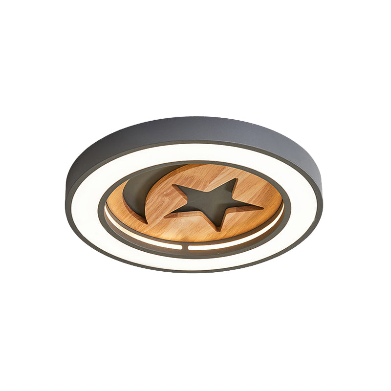 Kid's Acrylic Modern LED Ceiling Lamp – Slim Circle Design with Star Pattern – Ideal for Bedroom