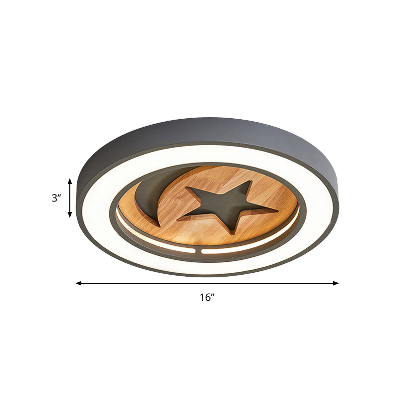Kid's Acrylic Modern LED Ceiling Lamp – Slim Circle Design with Star Pattern – Ideal for Bedroom