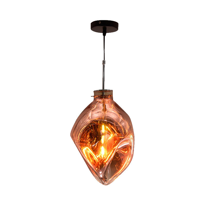 Lampe suspendue contemporaine à abat-jour abstrait avec verre martelé - Idéal pour les hôtels