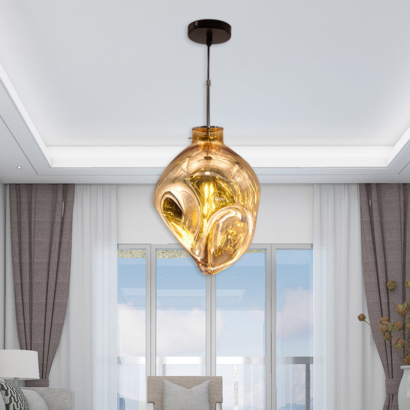 Lampe suspendue contemporaine à abat-jour abstrait avec verre martelé - Idéal pour les hôtels
