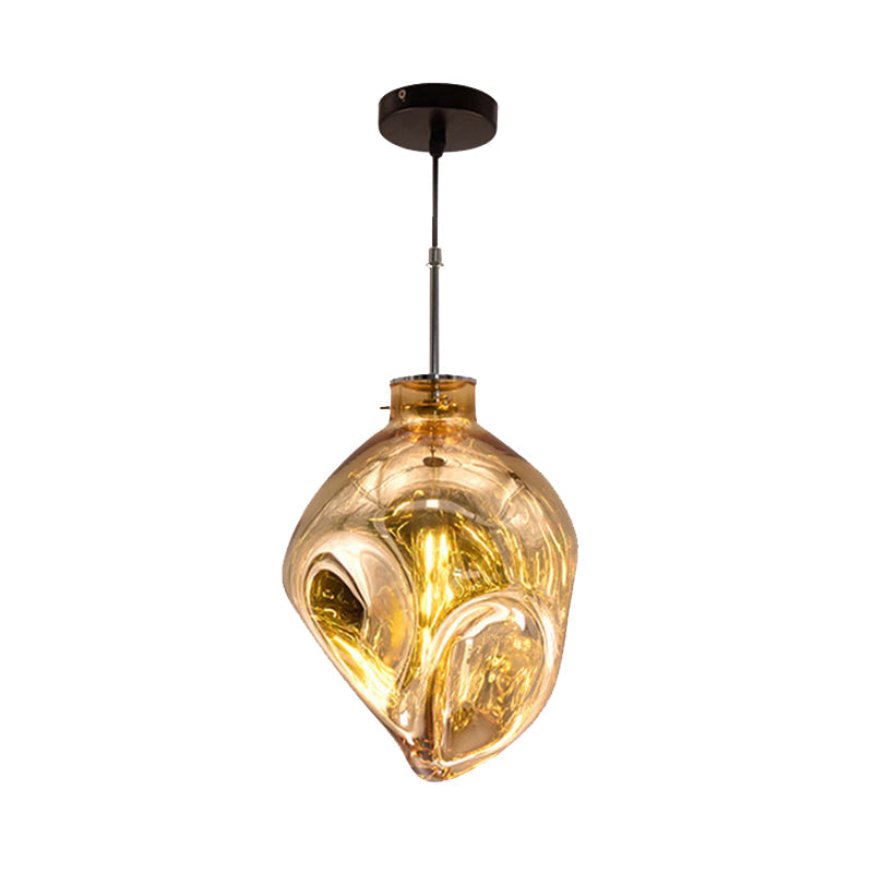 Lampe suspendue contemporaine à abat-jour abstrait avec verre martelé - Idéal pour les hôtels