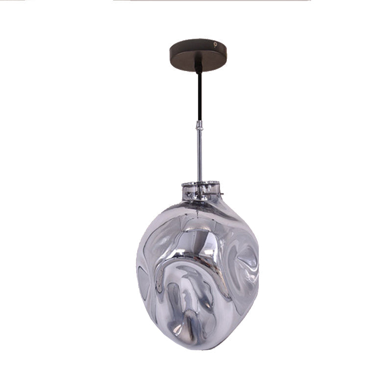 Lampe suspendue contemporaine à abat-jour abstrait avec verre martelé - Idéal pour les hôtels