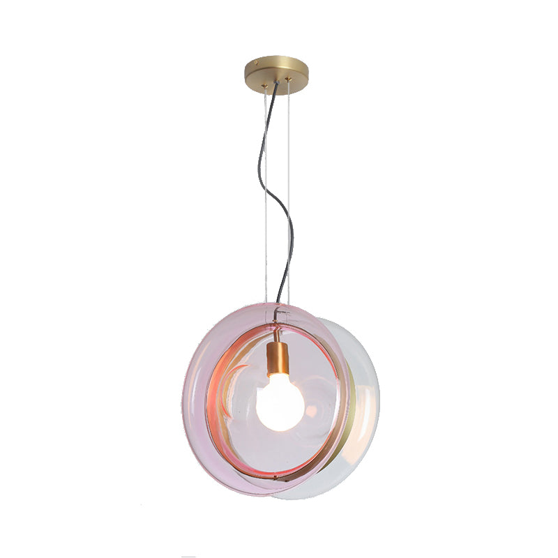 Orbit Corridor Hotel Glass Pendant Lamp With Single Head And Brass Ring