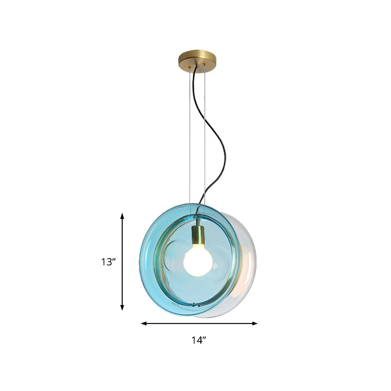 Orbit Corridor Glass Pendant Lamp with Brass Ring