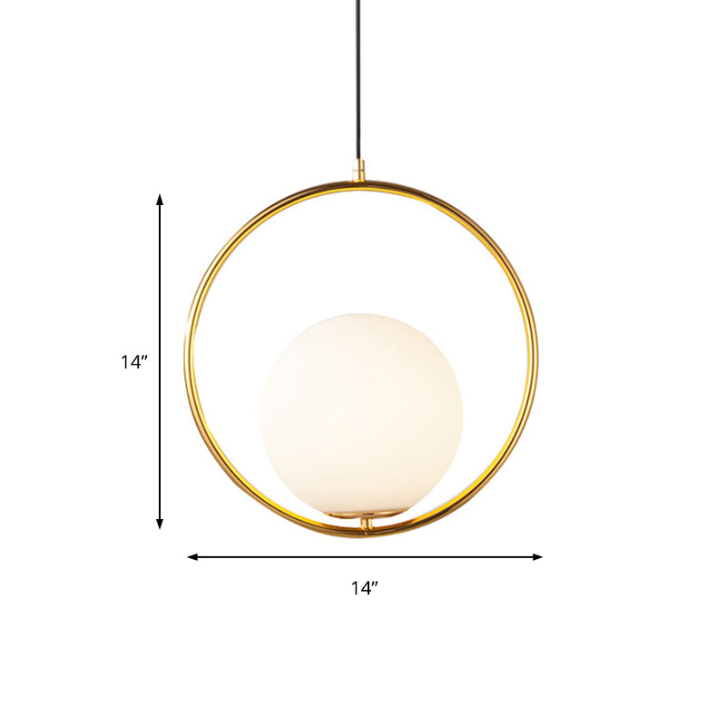 Modern Spherical Pendant Light With Frosted Glass Shade - 1 White