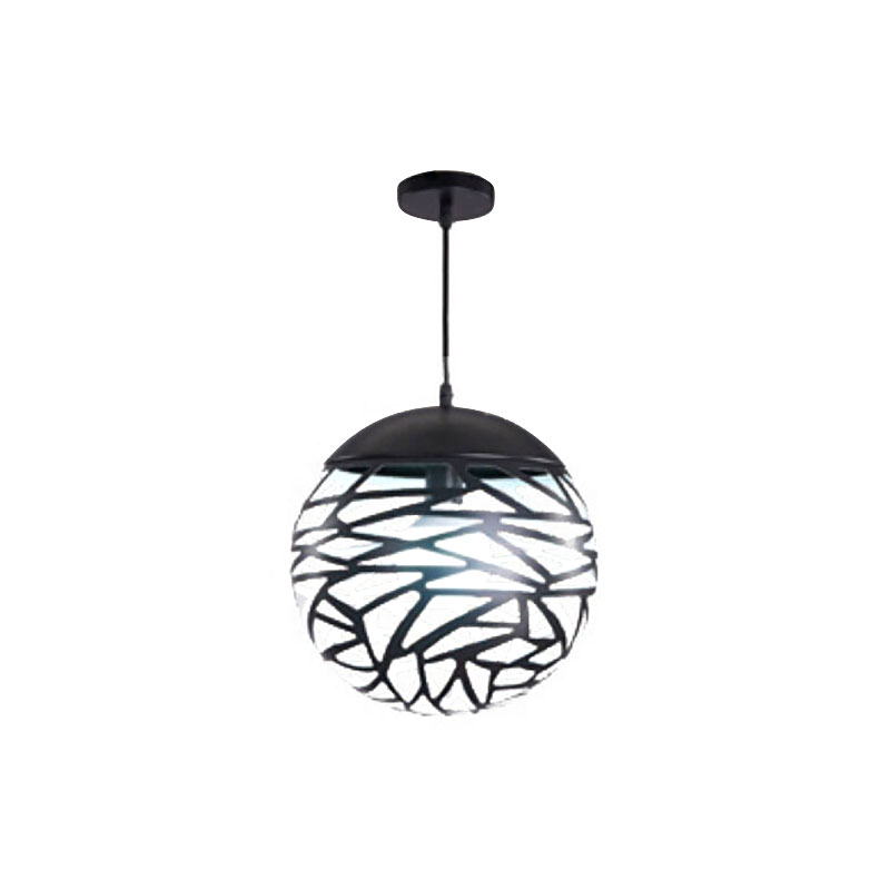 Contemporary Metallic Hollow Globe Pendant Light for Dining Table - 1 Globe Hanging Light