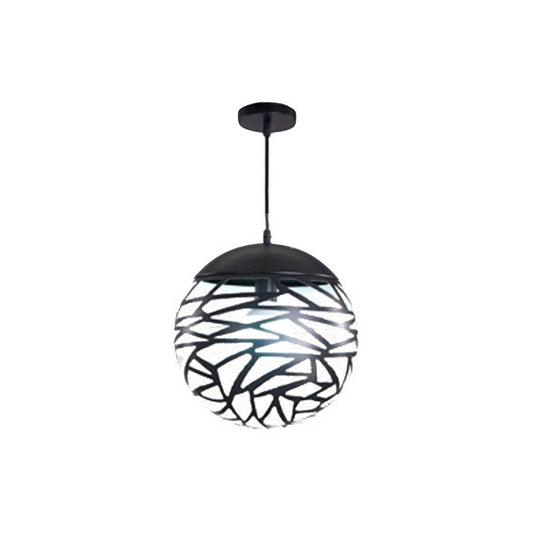 Contemporary Metallic Hollow Globe Pendant Light For Dining Tables - 1-Light