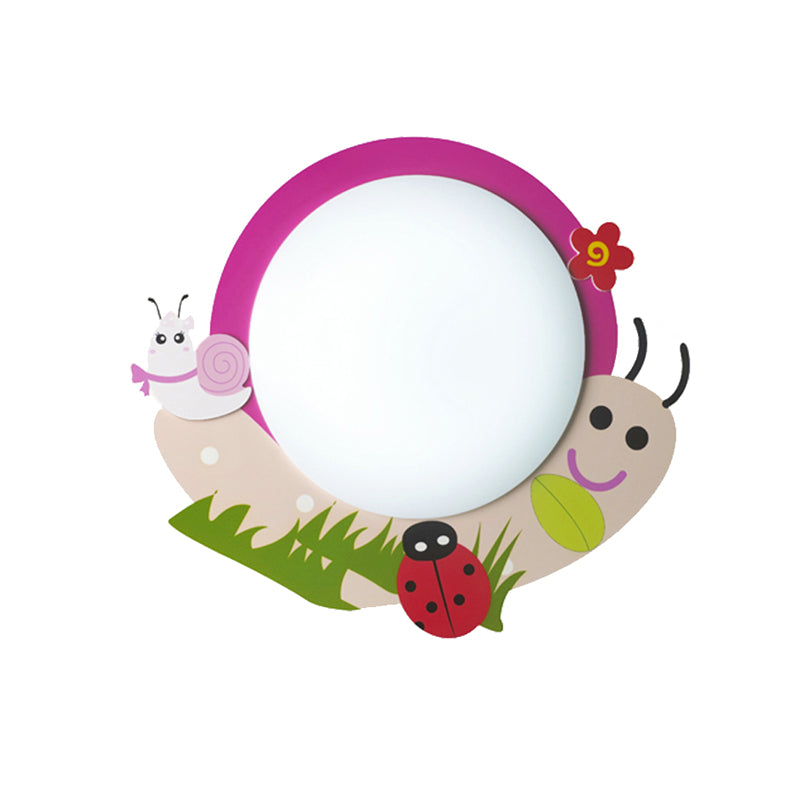 Cartoon Pink Snail Ceiling Light: Fun Metal & Acrylic Flush Mount for Girls' Bedrooms