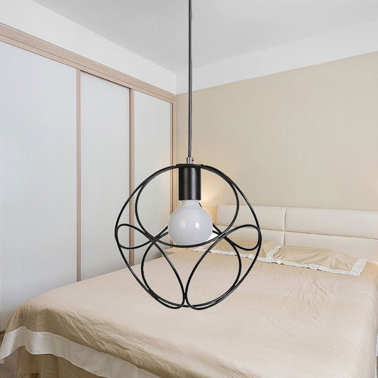 Macaron Globe Wire Frame Suspension Light - 1-Light Metal Pendant for Child's Bedroom