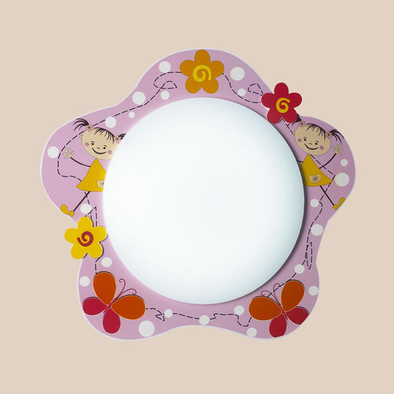 Plafonnier en acrylique rose floral : joli luminaire encastré pour chambre de fille et couloir