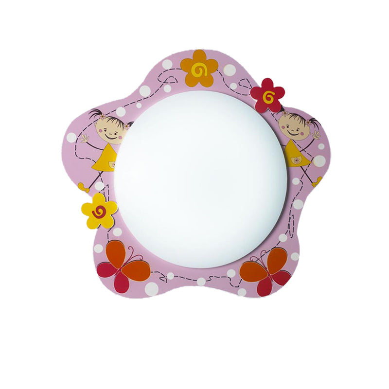 Plafonnier en acrylique rose floral : joli luminaire encastré pour chambre de fille et couloir