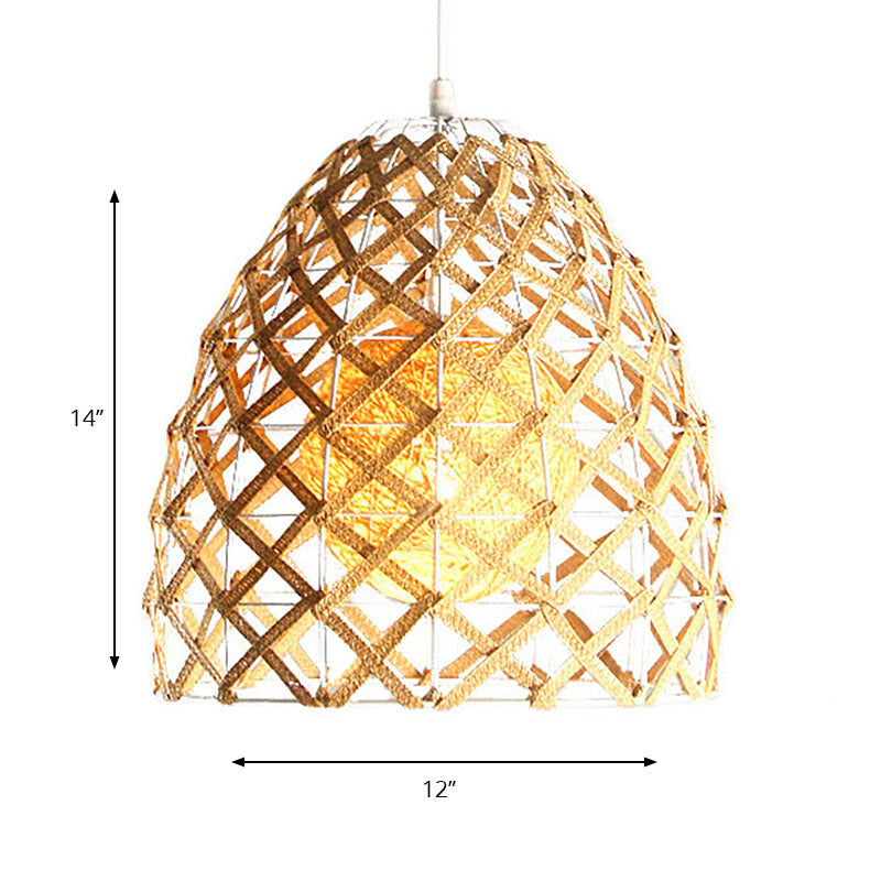 Asian Style Beige Pendant Light with Metal & Rope for Cottage