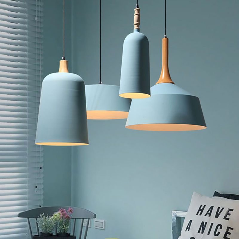 Modern Metal Pendant Lamp - Single Head Seafoam E27 Hanging Light For Restaurants