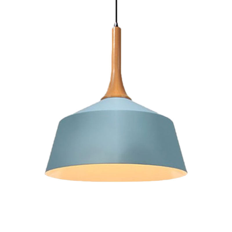 Modern Metal Pendant Lamp - Single Head Seafoam E27 Hanging Light For Restaurants Blue / D