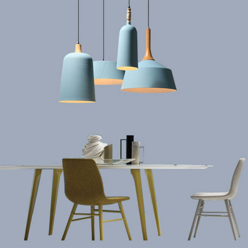 Modern Metal Pendant Lamp - Single Head Seafoam E27 Hanging Light For Restaurants