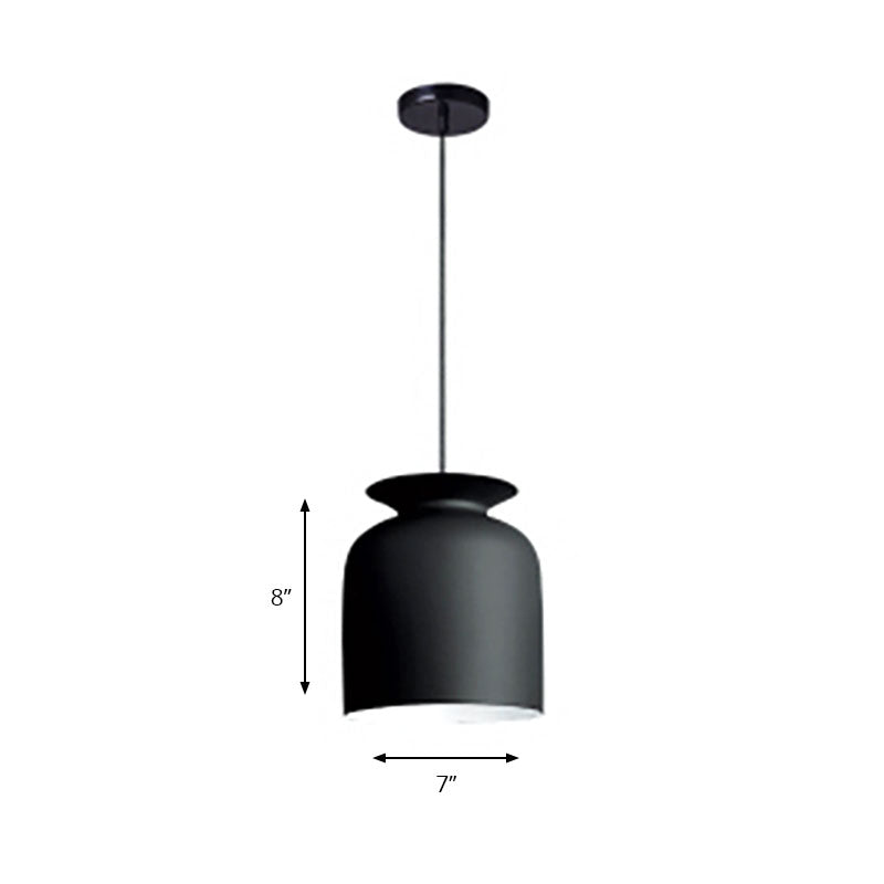 Modern Monochrome Bowl Pendant Lamp For Hotel Restaurants - Metal One-Light Suspension
