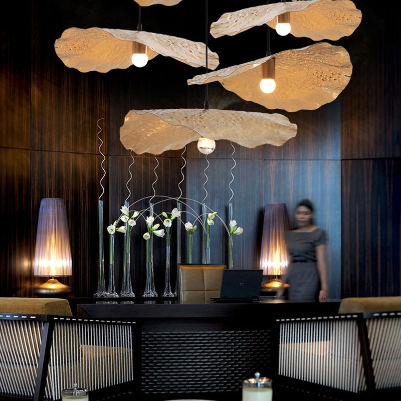 Modern Gold Metal Lotus Leaf Pendant Light For Kitchen And Study Room / 19.5