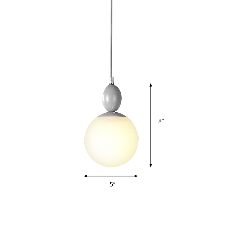 Small Nordic Pendant Light With Milk Glass Shade For Corridor