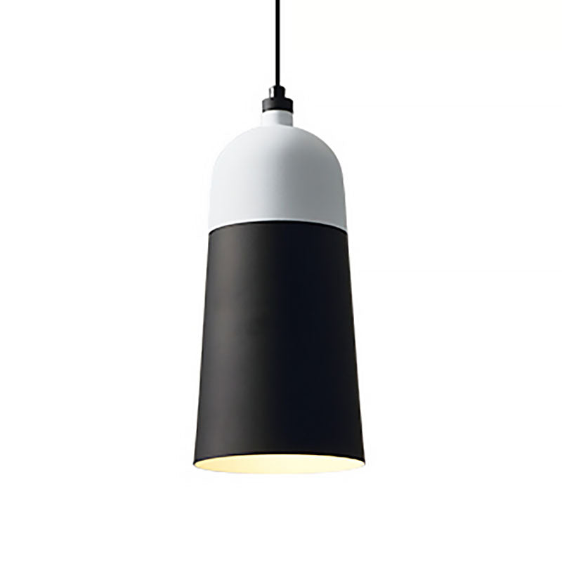 Metal Domed Hanging Light Fixture - Modern Simple Suspension Lamp, Black & White