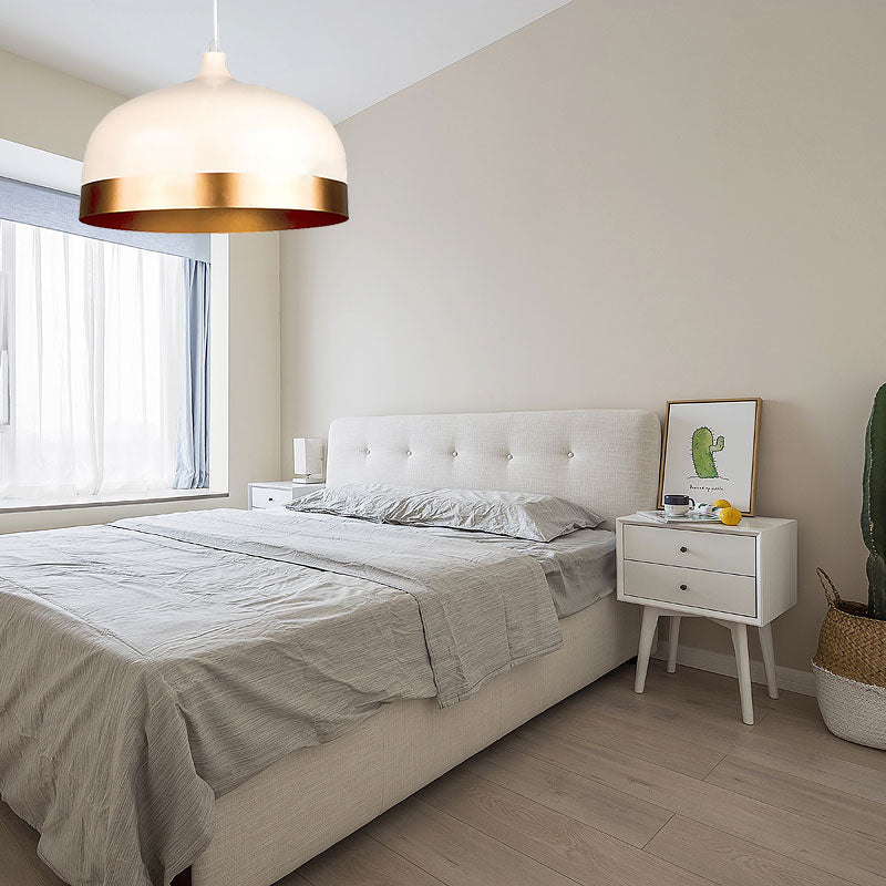 Gold Dome Shade Pendant Light, Modern Metal Ceiling Lamp for Bedroom