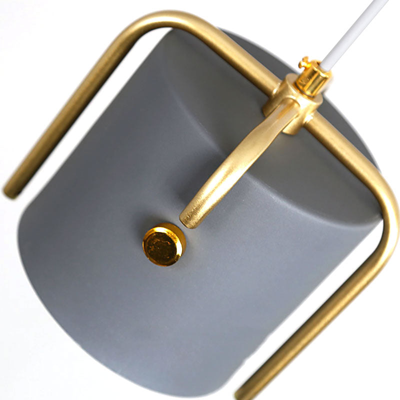 Stylish Macaron Hanging Light - 1 Light with Metallic Shade - Gray/White Barrel Suspension Lamp - Ideal for Dining Room