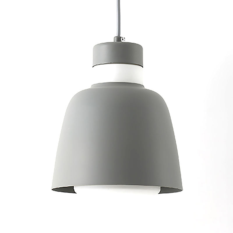Modernistic Bell Ceiling Pendant Light: Black/Pink/Yellow Metal Hanging Lamp Kit With 1 Light