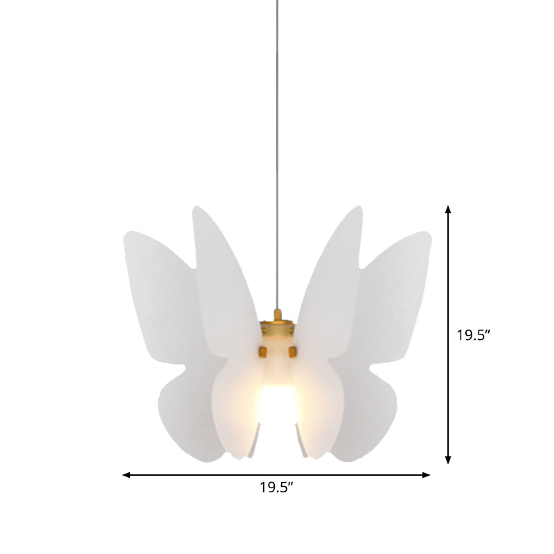 Plafonnier suspendu moderne en acrylique blanc en forme de papillon pour salle à manger